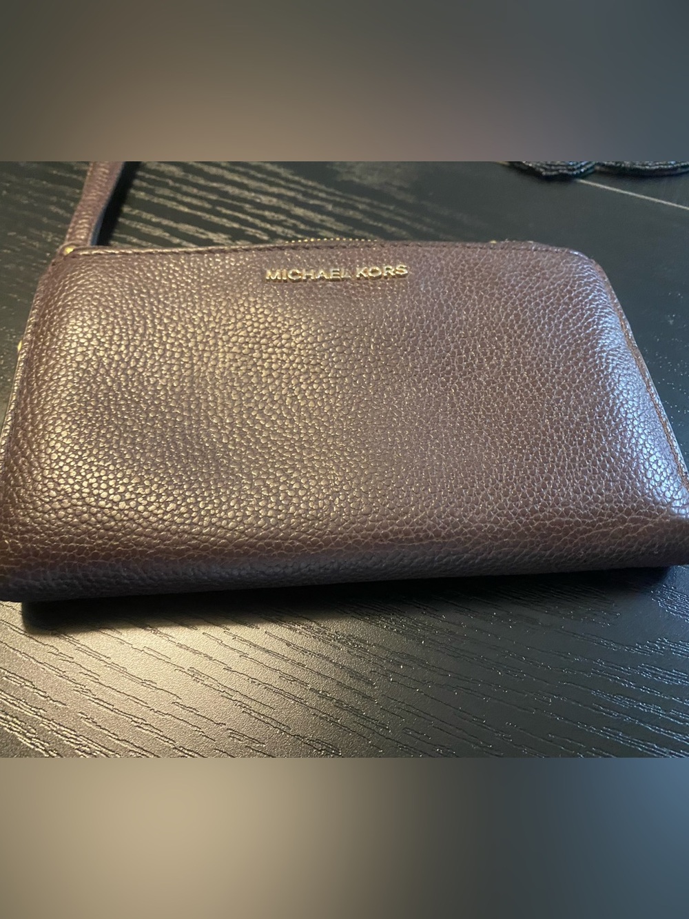 Michael Kors Dark Brown Leather Wristlet Clutch with Gold Tone Hardware - Picture 8 of 8